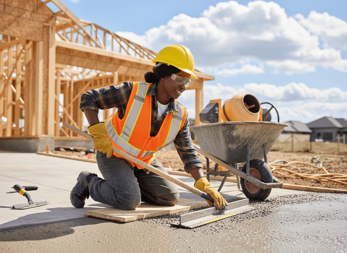 Concrete technician at work