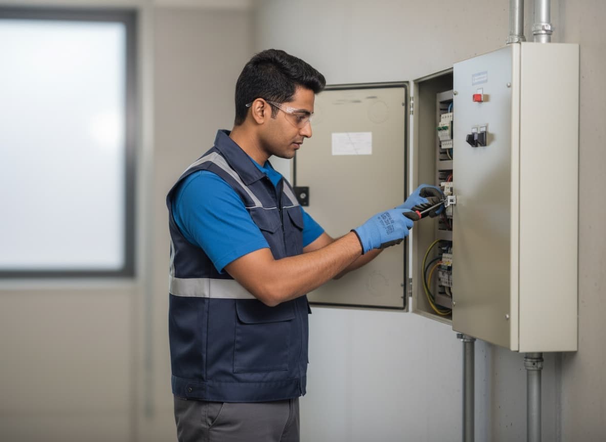 Electrical technician at work