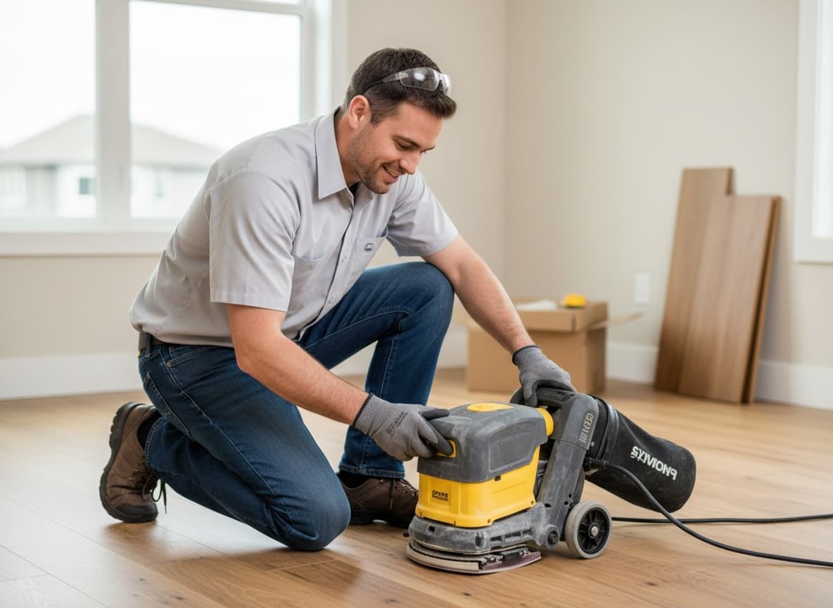 Flooring technician at work