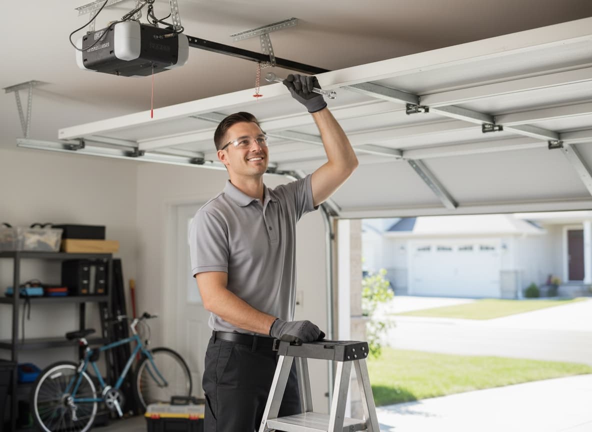 Garage Door technician at work