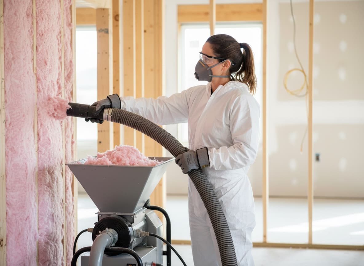 Insulation technician at work