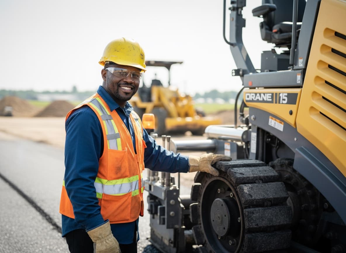 Paving technician at work