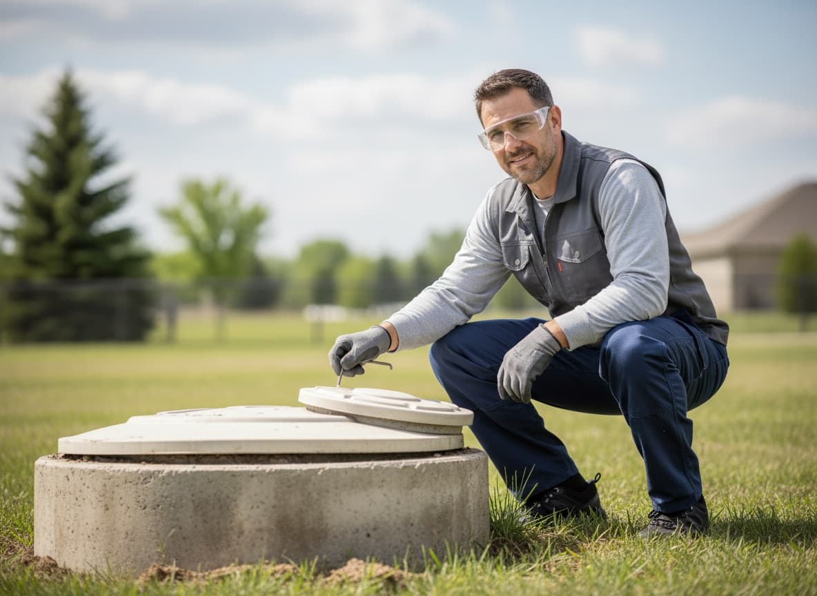 Septic technician at work